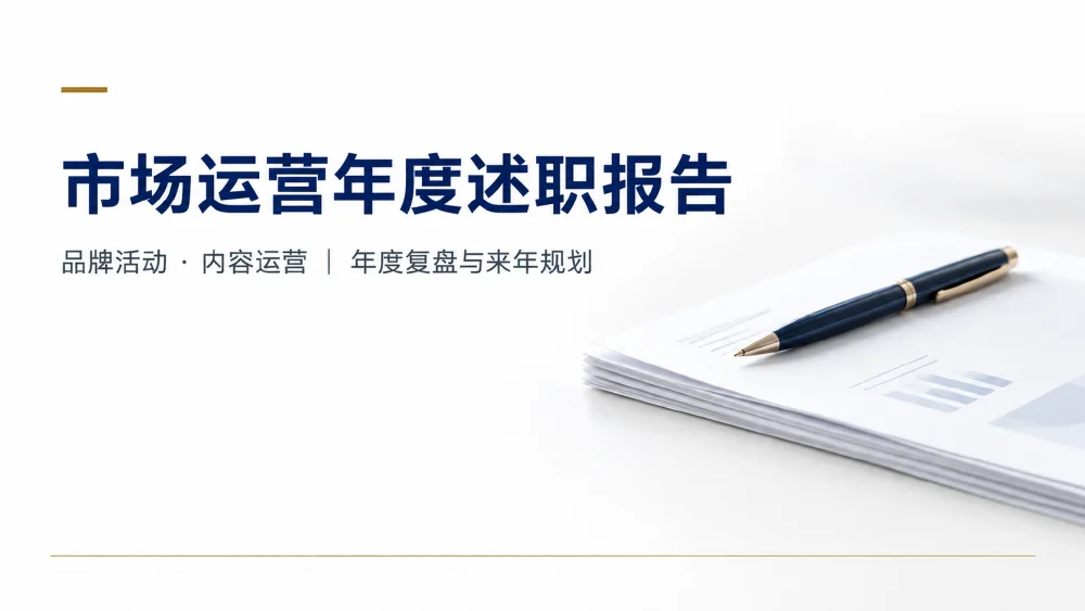 AI 生成的 PPT 示例：市场运营年度述职报告（第 1 张）