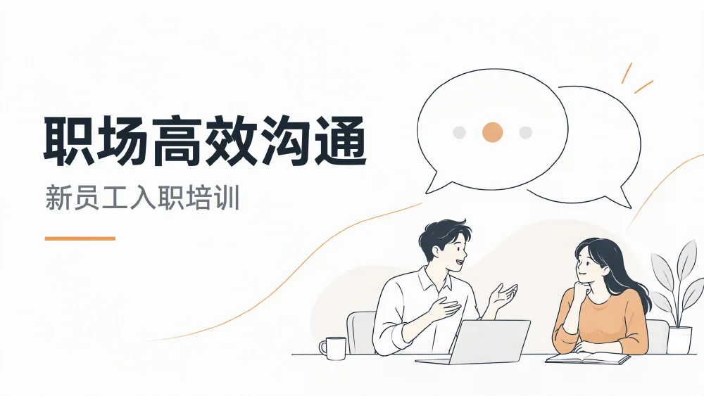 AI 生成的 PPT 示例：职场高效沟通 · 新员工入职培训（第 1 张）