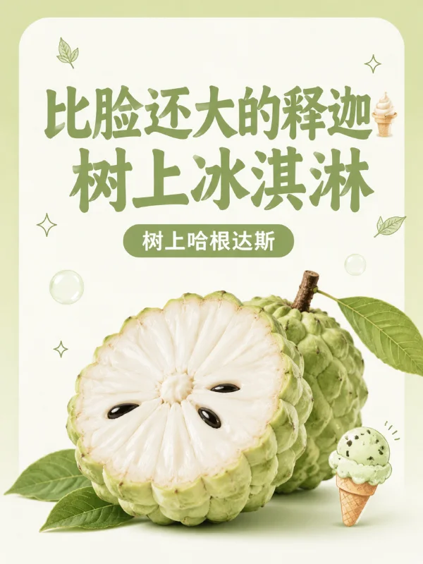 小红书笔记示例：比脸还大的释迦🍨树上冰淇淋（第 1 张）